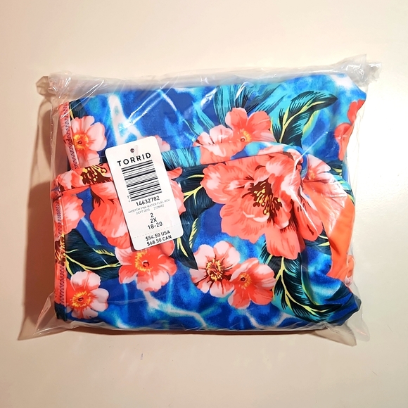 ❤️NWT VINTAGE TORRID SWIM BOTTOM BRIEF FLORAL WATER REVERSIBLE PLUS SIZE 2X - Picture 3 of 9